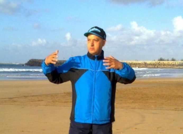 Sensei Soussi practicing Han Zen on the beach.