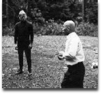 Photo Sawai sensei and Ron Nansink at the Taikiken training in Meiji Jingu, Tokyo..